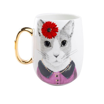 Gold Cat Handle Coffee Mug. Single Piece