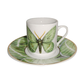 Green Moth Porcelain Espresso Cups