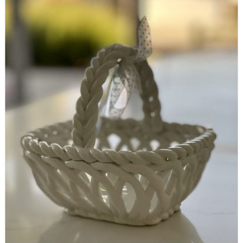 Hand Crafted White Basket, Set of 2