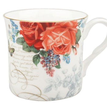 Liz Garden Red Mugs, Set of 4