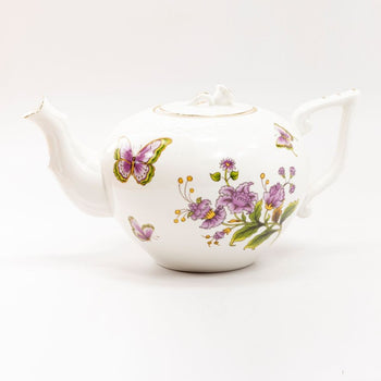 Round Bead Purple Butterfly Porcelain Tea Pot