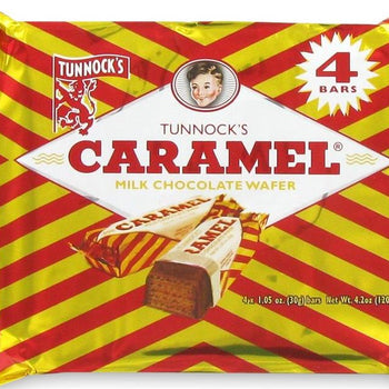 Tunnocks Caramel Wafers. 4 pack. 125g / 4.4oz