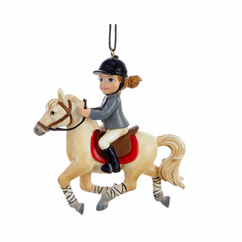 Kurt S. Adler, Inc. - 3.5" Girl Riding Horse Ornaments, 2 Assorted