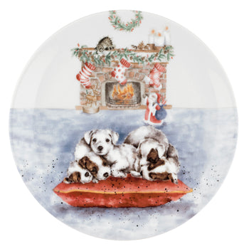 Wrendale Christmas Eve Puppies Coupe Plate 8"