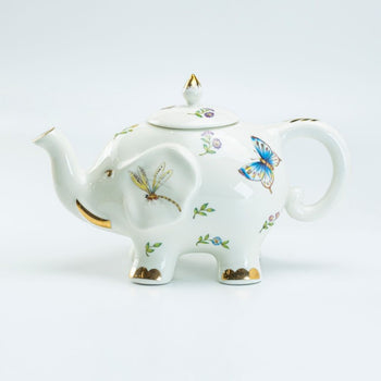 Happy Elephant Dragonfly Butterfly Teapot