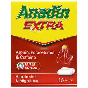 Anadin Extra, Triple Action, Asprin, Paracetamol & Caffeine. 16 Caplets