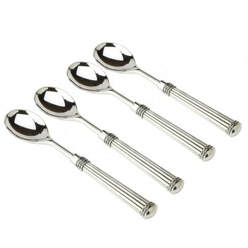 Silverplate Spoons With Antique Stripes Handle, Set of 4, Boxed