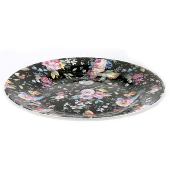 Black Beauty Floral Bone China Side Plates-4 Set