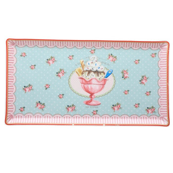 FLORAL GREEN Rectagular SERVING TRAY. Set of 4