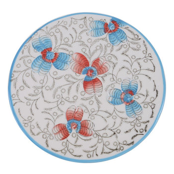 Blue Red Bloomy Salad Plates-Set of 4
