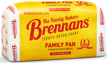 Brennans Premium Irish White Sliced Bread. 800g/1lb12oz. Ship weight 1.5 lbs (1 loaf per order)