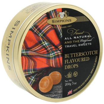 Simpkins Travel Sweets Tin - Butterscotch 200g/7oz.