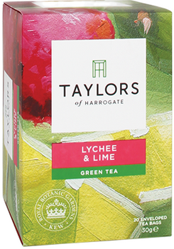 Taylors of Harrogate - Lychee & Lime Green Tea.  20 Teabags individually wrapped.