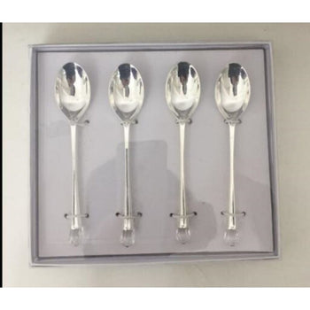 Silverplate Butter Spoon With Crystal Handle, Set of 4, Boxed