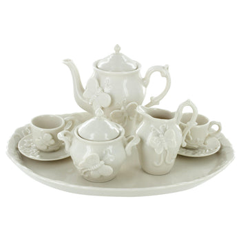 Raised Butterfly 10 Piece Child’s Porcelain Tea Set