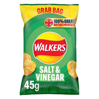 Walkers Crisps Salt & Vinegar crisps bag. 45g.