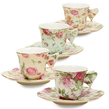 4 Assorted Rose Chintz Espresso Gift Boxed
