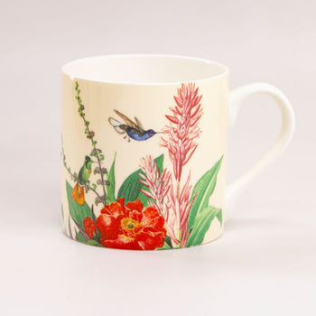 Cream Tropical Bone China Coffee Mugs, Set of 4