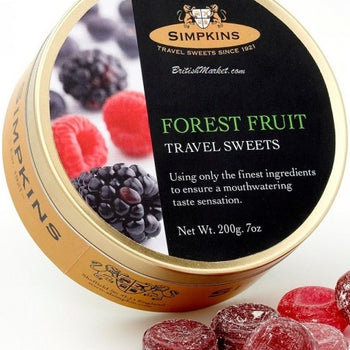 Simpkins Travel Sweets Tin. Forest Fruits 200g/7oz.