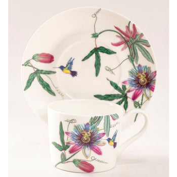 Hummingbird Garden Cups and Saucers, Set of 4