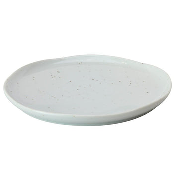 Handcrafted Black Speckles White Organic Plates, Set of 6