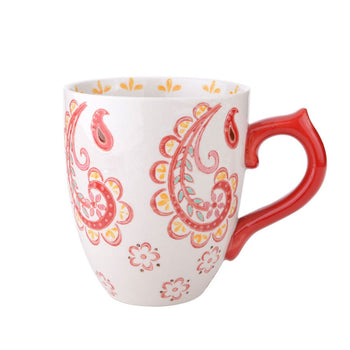 Paisley Floral Hand Crafted Mugs, Set of 4