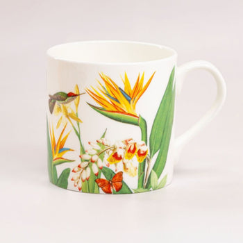 Bird of Paradise Garden Bone China Coffee Mugs, Set of 4