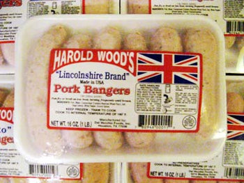 Harold Wood’s English Style Lincolnshire Pork Bangers, 6 pack. 1lb Ship weight
