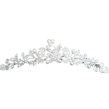 Silver Pearl and Rhinestone Tiara