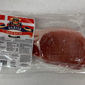 Krown Imported Danish Sliced Back Bacon Rashers. 8oz Ship weight.