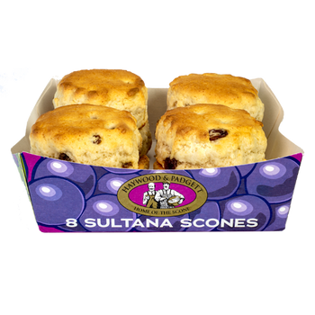 Haywood & Padgett Sultana Scones 8 pack. 500g - 1lb Ship Weight
