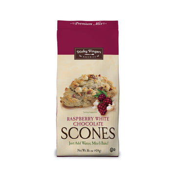 Sticky Fingers Raspberry White Chocolate Scone Mix 16oz (12 servings).