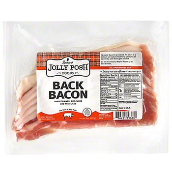 Jolly Posh Hand Trimmed Back Bacon Rashers. Ship weight 8oz