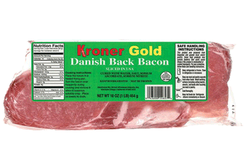 Kroner Gold Danish Bacon Big Pack 16 oz. 1 lb Ship Weight