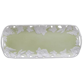 Green Rectagular Morning Glory Butterfly Tray