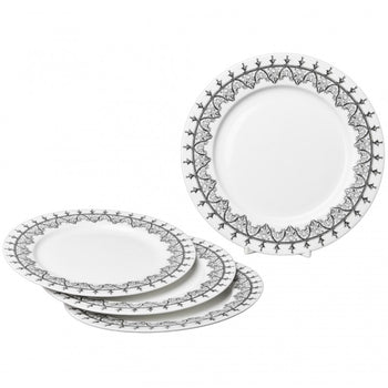 Black Moroccan Rose Salad Plates, Set of 4