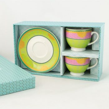 Lovely Paisley Espresso Cup Saucer, S/2 Boxed