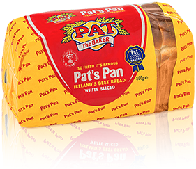 Pat the Baker Pat's Pan -Irelands Best Bread White Sliced. 800g / 1lb 13oz. Do Not Defrost. Imported from Ireland. Ship weight 1.5lbs  (1 loaf per order)
