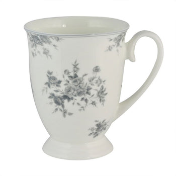 Grey Rose Footed Mugs, Set of 4