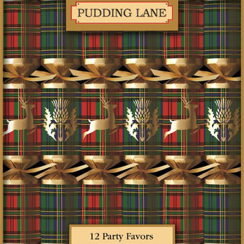 Pudding Lane Tartan Red and Green Christmas Crackers 12 Crackers 12x12.5"