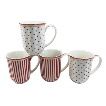 Red Josephine Coffee Mugs. S/4