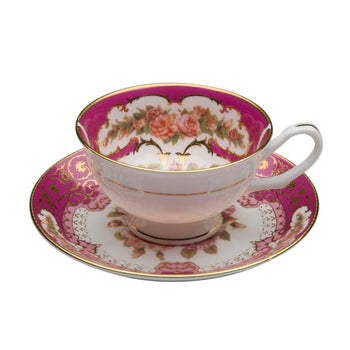 Emperor Red Gold Teacups and Saucers, Set of 2