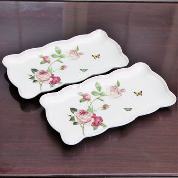 Kensington Rose Bone China Scallop 10.25-inch Loaf Tray, S/2