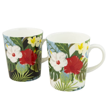 Bird of Paradise Bone China Mugs, Set of 4