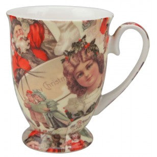 Bone China Victorian Girl Footed Mug, Set of 4