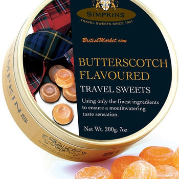 Simpkins Travel Sweets Tin - Butterscotch 200g/7oz.