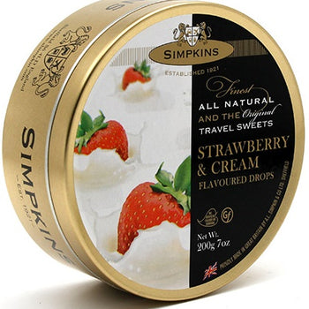 Simpkins Travel Sweets Tin. Strawberry & Cream Flavoured. 200g/7oz