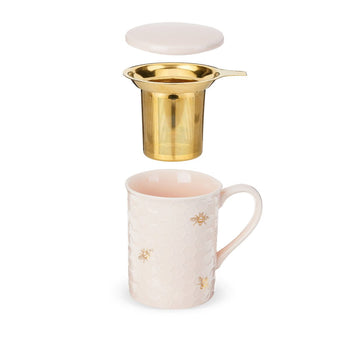 Pinky Up - Ceramic Bee Tea Mug & Infuser