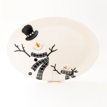 Black Snowman Oval Platters, Set of 2