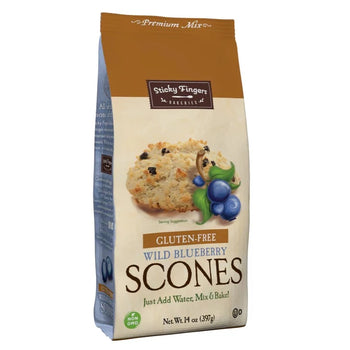 Sticky Fingers Gluten Free Wild Blueberry Scone Mix 14oz (10 servings).